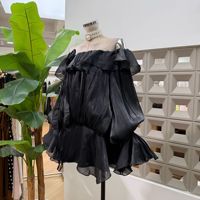 Robe élégante pour femme, nouvelle collection automne 2026, à volants, à fleurs, à une épaule, à manches longues