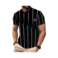 1 pièce T-shirt d'été personnalisé pour homme, style vintage rayé, manches courtes, 180g, 100% polyester, séchage rapide, respirant