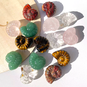 Tự nhiên Tay Chạm Khắc màu xanh lá cây Aventurine ammonite ốc xà cừ hóa thạch thạch anh ốc xà cừ tinh thể chạm khắc - Product Image 2