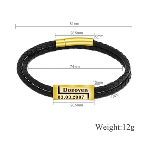 Vente <span class=keywords><strong>En</strong></span> gros <span class=keywords><strong>Bracelet</strong></span> <span class=keywords><strong>En</strong></span> Acier Inoxydable 2022, <span class=keywords><strong>Bracelet</strong></span> <span class=keywords><strong>En</strong></span> cuir Double couche personnalisé pour hommes - Product Image 3