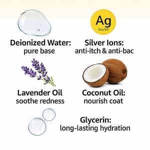 Haustier-Hautberuhigungsspray - Silberionen Anti-Juckreiz & Antibakteriell, Lavendel Beruhigend, 24h Feuchtigkeitsspendend, Spülfreier Feinspray - Product Image 4