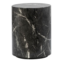 Tabouret d'extérieur de luxe en MGO, imitation marbre noir, table d'appoint durable pour patio, jardin, bord de piscine