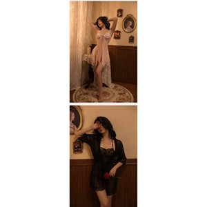 Lencería roja para mujer con encaje frontal, camisón sin mangas de malla suave, pijama seductor para mujer - Product Image 4