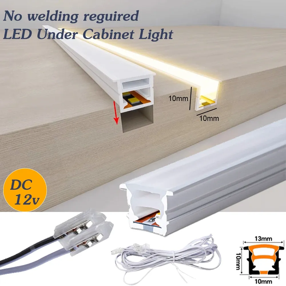 12V Free Welding Embedded Wardrobe Cabinet Light Strip Silica Gel Tube Neon LED Strip Light Kitchen Living Room Decor