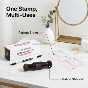 Kit de tampons pour sourcils facile à utiliser, pinceau double embout, poudre à sourcils multi-usages, kit d'outils de maquillage, fournitures cruelty-free - Product Image 1