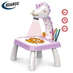 เครื่องวาดภาพเพื่อการศึกษาเครื่องวาดภาพของเล่นเด็กเพื่อการเรียนรู้โปรเจคเตอร์ของเล่นตารางของเล่นที่มีไฟและเพลง - Product Image 3