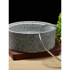 Stone Pot Dish With Lid Heat Resistant Natural Stone For Bibimbap Stone Pot Fish Commercial Use - Product Image 1