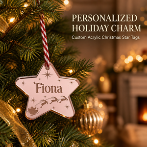 Ornamento Natalizio <span class=keywords><strong>a</strong></span> Stella in Acrilico Specchiato Multicolore Personalizzato, Slitta di Babbo <span class=keywords><strong>Natale</strong></span> Incisa, Regalo per le Feste, Decorazione <span class=keywords><strong>da</strong></span> Appendere all'Albero di <span class=keywords><strong>Natale</strong></span> - Product Image 2