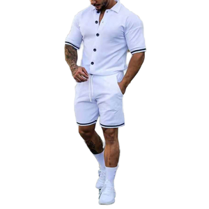 Conjunto Deportivo de Dos Piezas para Hombre, de Verano, de Punto Vintage, con Logotipo Personalizado, de Poliéster/Algodón, con Función de Secado Rápido - Product Image 1