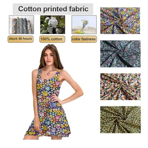 Tela estampada de algodón puro Liberty Tana Lawn 100% en stock adecuada para vestidos en fábrica de Zhejiang tela de popelina de algodón