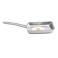 Wajan Telur Dadar Jepang Mini Persegi Panjang, Baja Anti Karat Tiga Lapis, Desain Modern, Bahan Logam, untuk Menggoreng dan Memanggang