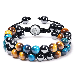 Pulsera de Triple Protección de 8MM con Piedras Naturales de Hematita y Ojo de Tigre, Pulseras de Yoga para la Buena Suerte y la Prosperidad para Hombres y Mujeres - Product Image 3