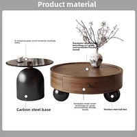 Table basse en bois massif style crème, luxe léger, avec espace de rangement, sans assemblage requis, pour maison, gîte, petit appartement