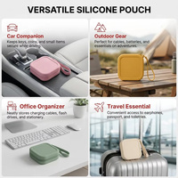 Sac de maquillage en silicone imperméable en gros, petite trousse de toilette carrée de voyage pour rouge à lèvres et câbles de données