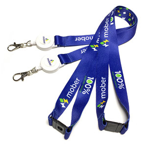 Porte-badge rétractable personnalisé avec logo <span class=keywords><strong>bleu</strong></span> en polyester, porte-badge détachable, cordon pour infirmière avec crochet à homard, yo-yo - Product Image 1