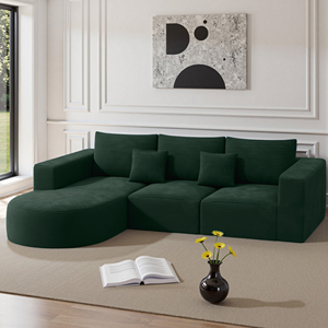 Canapé modulaire convertible extensible en forme de L avec fonction massage, idéal pour appartement moderne, avec siège profond et garnissage en éponge, ensemble en tissu. - Product Image 1