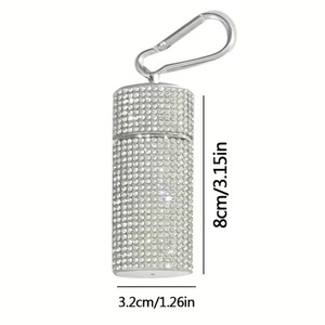 Cendrier miniature rétractable en métal portable avec diamants incrustés, porte-clés pour femme, utilisation extérieure, design élégant avec tiroir, cadeau - Product Image 4