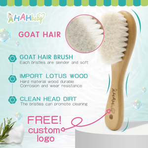 Ensemble de peigne et de buisson pour bébé-bois de lotus naturel avec poils de chèvre doux et peigne en bois de poire brosse à cheveux pour enfants - Product Image 3