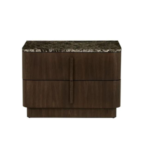 <span class=keywords><strong>Table</strong></span> <span class=keywords><strong>de</strong></span> <span class=keywords><strong>chevet</strong></span> contemporaine à 2 tiroirs en bois avec plateau en <span class=keywords><strong>marbre</strong></span> pour chambre à coucher - Product Image 1