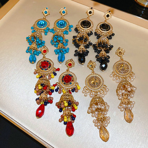 Pendientes Retro Vintage, joyería de fiesta de noche, pendientes largos de gota con borlas de diamantes de imitación de cristal para mujer - Product Image 1