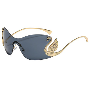 Occhiali da Sole Swan Senza Montatura con Bordi Tagliati UV400, Moda Femminile Europea e Americana, Personalità Trendy di Alta Gamma e All'avanguardia - Product Image 2