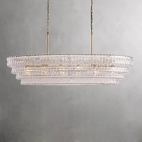 Lámpara de Araña de Cristal de Lujo, Color Ámbar Ahumado, Soplada a Mano, para Sala de Estar, Techo de Cobre, Moderna, LED, Garantía de 3 Años