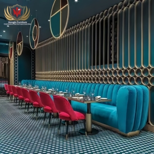 HJ HOME personalizado restaurante y bar proyecto muebles modernos catering banco y silla conjuntos de lujo cabina sofá comedor asientos - Product Image 6