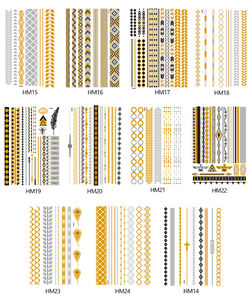 Shinein Flash oro pulsera tatuajes pegatinas Sexy <span class=keywords><strong>brazo</strong></span> cuerpo metálico temporal Cosplay pelo decoración impresión tatuaje - Product Image 3