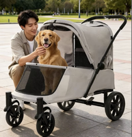 Poussette pour chien de grande taille, robuste et personnalisée, avec rampe d'accès facile, capacité de 132 lb, pliable, pour chiens âgés et handicapés