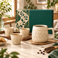 Ensemble cadeau de thé et de café en céramique mouchetée gravée au laser, boîte cadeau florale de luxe, design personnalisé pour mariage, entreprise, fête, vente en gros