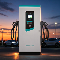 Station de recharge DC ultra-rapide pour véhicules électriques, chargeur EV à double câble pour les zones de stationnement des centrales solaires, écran tactile, arrêt de sécurité, IP54 extérieur