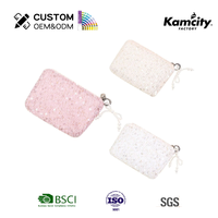 Dompet Koin Payet Dompet Mini Poliester Gaya INS Fashion Wanita Kantong Ritsleting Portabel Tas Ganti Kecil Bergaya untuk Anak Perempuan Tas Perjalanan