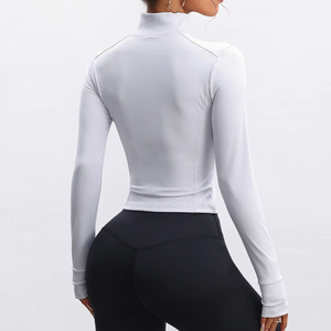 Chaqueta de entrenamiento de Yoga de manga larga ajustada con cremallera para <span class=keywords><strong>mujer</strong></span> FLW, Top deportivo transpirable de secado rápido para Fitness, Tops activos - Product Image 2