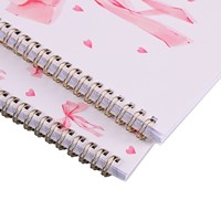 En stock, carnet à spirales rose mignon avec nœud, couverture rigide A5, 100 pages, reliure à spirales métalliques, carnet de notes, agenda, meilleurs cadeaux pour filles