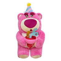 Chapeau d'anniversaire à gros nez, ours en peluche avec gâteau à la fraise, ours rose mignon tenant un gâteau, oreillers créatifs, cadeaux, jouets en peluche