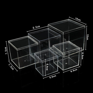 Piccolo quadrato acrilico trasparente per imballaggio di <span class=keywords><strong>caramelle</strong></span> di nozze cubo impilabile di stoccaggio in plastica dura con coperchio scatola di spedizione PS trasparente - Product Image 2