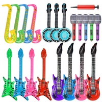 Microfone inflável para violão, conjunto de brinquedos de rock, guitarra saxophoe, banjo para adereços de festa