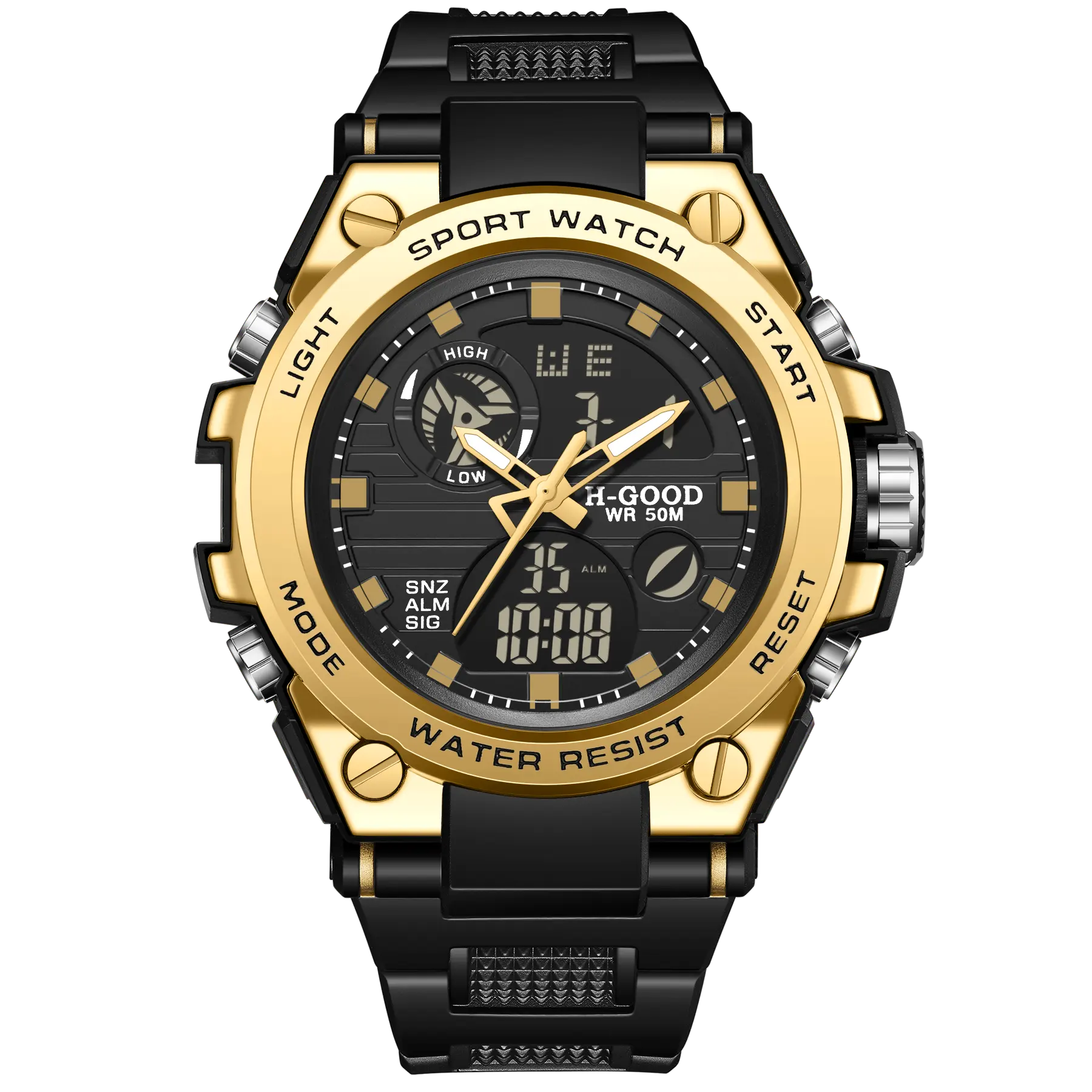 H-GOOD TK0007สีดำศุกร์การเคลื่อนไหวควอตซ์จอแสดงผลคู่กันน้ำนาฬิกาข้อมือผู้ชายแบรนด์ Oem นาฬิกา Led G ช็อกนาฬิกา