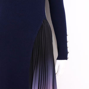 Inverno 2023 <span class=keywords><strong>nero</strong></span> plissettato manica lunga lunga elegante <span class=keywords><strong>maglione</strong></span> Casual lavorato a maglia abiti da donna - Product Image 5