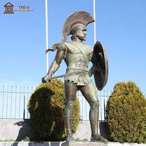 Литая металлическая Античная Фигурка римского воина, бронзовая статуя в натуральную величину, спартанская статуя