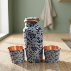 Pure <b>Copper</b> Sublimated Eco-Friendly Double Wall Disposable <b>Drinking</b> <b>Bottle</b> with Customized Gift Collection - Indian Home Crafts - Product Image 1