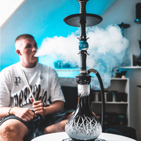 Adaptateur à tube unique Resin Planet Hookah MOZE en alliage d'aluminium avec finition miroir et coffret cadeau pour chicha narguilé