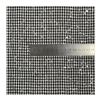 Tissu en tweed pied-de-poule noir et blanc en polyester avec broderie de sequins, textile tissé grossier pour manteau, veste, sac, chapeau, personnalisable