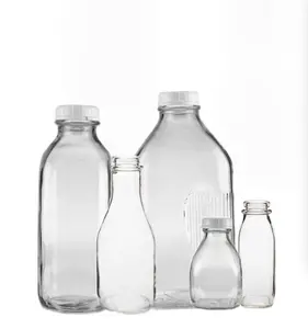 16盎司带瓶盖的玻璃牛奶和奶精瓶
