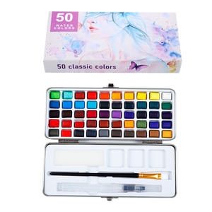 Peintures à l'aquarelle solides concentrées multicolores personnalisées pour la peinture sur papier et sur toile, ensemble de pigments pliables en emballage de type gâteau - Product Image 2