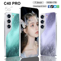 Teléfono Inteligente C40 Pro a Precio de Fábrica, Teléfono Celular Original Desbloqueado con Cámara de Red, Pantalla de 6.8 Pulgadas, Doble SIM, 16+1TB