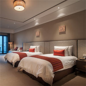 Commercial Furniture 5 Star Hotel Apartment Bedroom Sets Modern <b>Wooden</b> Bed Frame with <b>Headboard</b> & Nightstand for Hospitality - Product Image 1