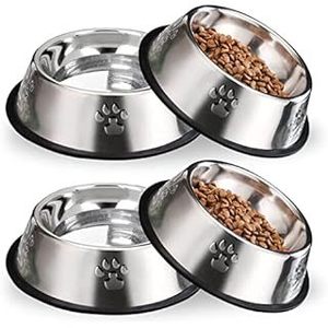 Han Kemiao Bol pour chien en acier inoxydable, style empreinte de patte, antidérapant, durable, pour chiens et chats - Product Image 5