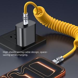 Câble de données USB-C PD100W en silicone liquide spiralé TPU+alliage de zinc pour iPhone 17 et câble de charge enroulé en spirale pour voiture - Product Image 5