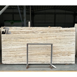 Roman Beige Travertine Marble Stone Slab For Kitchen Island Round Marble Coffee Table Hotel Decorative Villa Floor Application